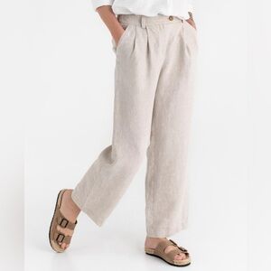Dex Linen Blend Wide Leg Pants Natural Beige Size XL